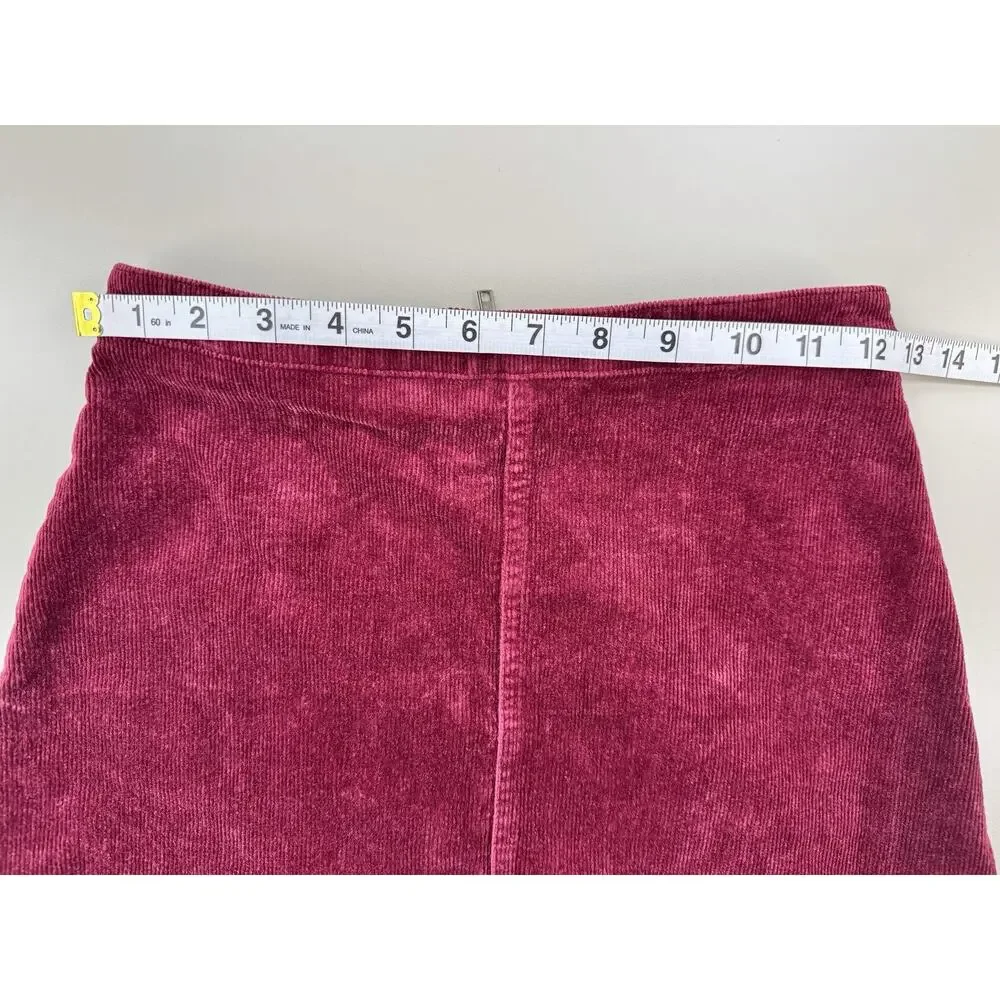 Forever 21 Women’s Corduroy Mini Skirt S‎ Burgundy Pink Fall Retro Boho Cotton - Picture 2 of 10